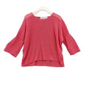 La Fixsun Womens Lagenlook Coastal Linen Knit Lightweight Sweater One Size Pink